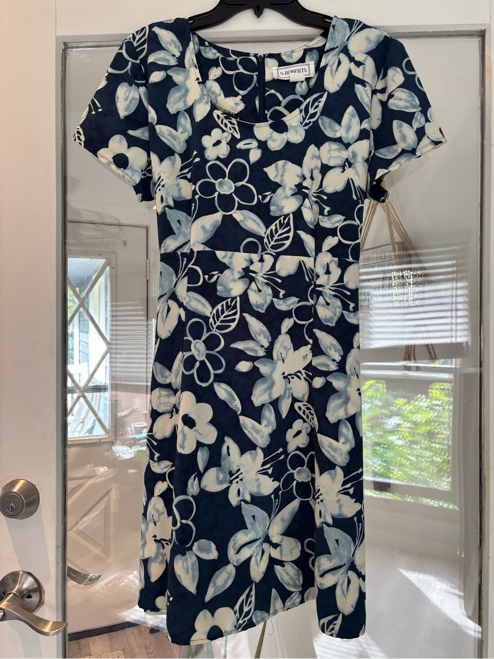 S. Roberts Vintage Navy Floral Short-Sleeve Midi Dress